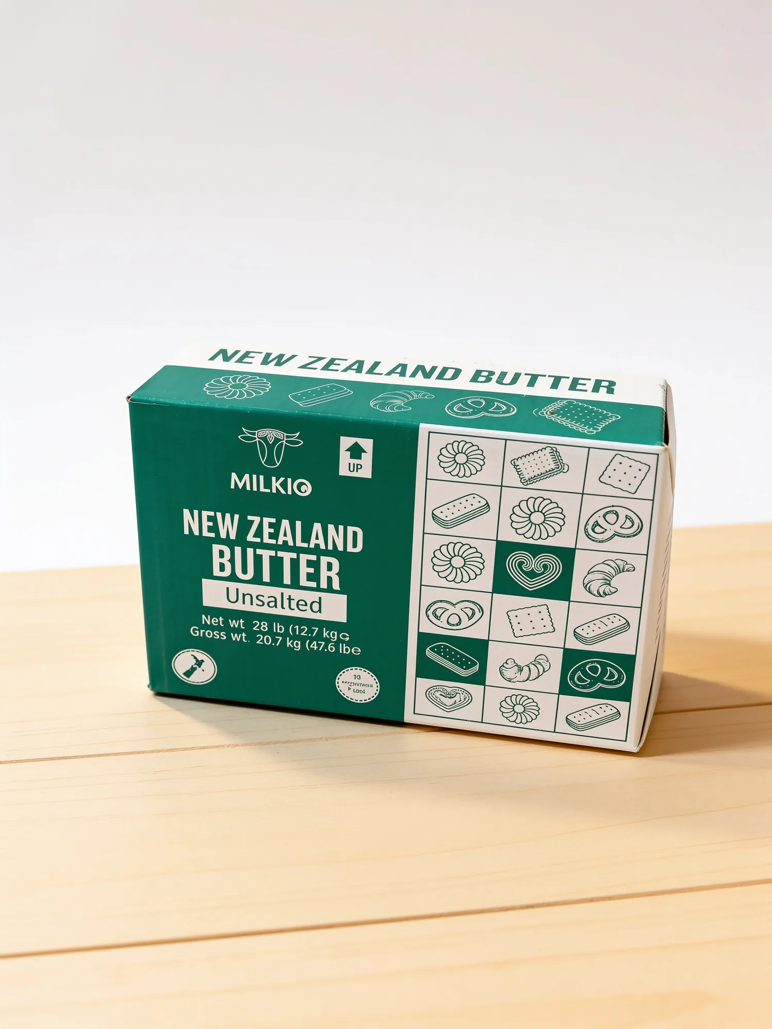 Milkio grass-fed New Zealand butter carton